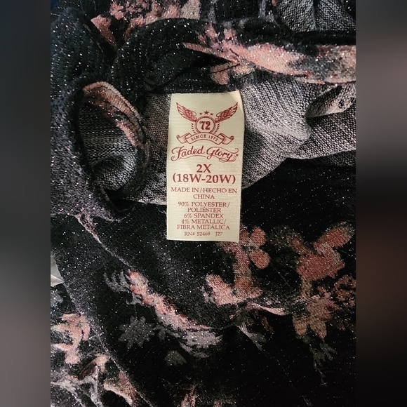 Faded Glory Womens Stretchy Floral Open Back Blouse - Picture 7 of 9